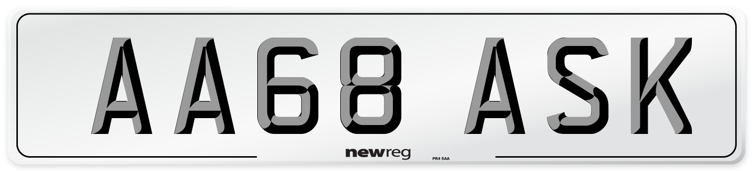 AA68 ASK Number Plate from New Reg